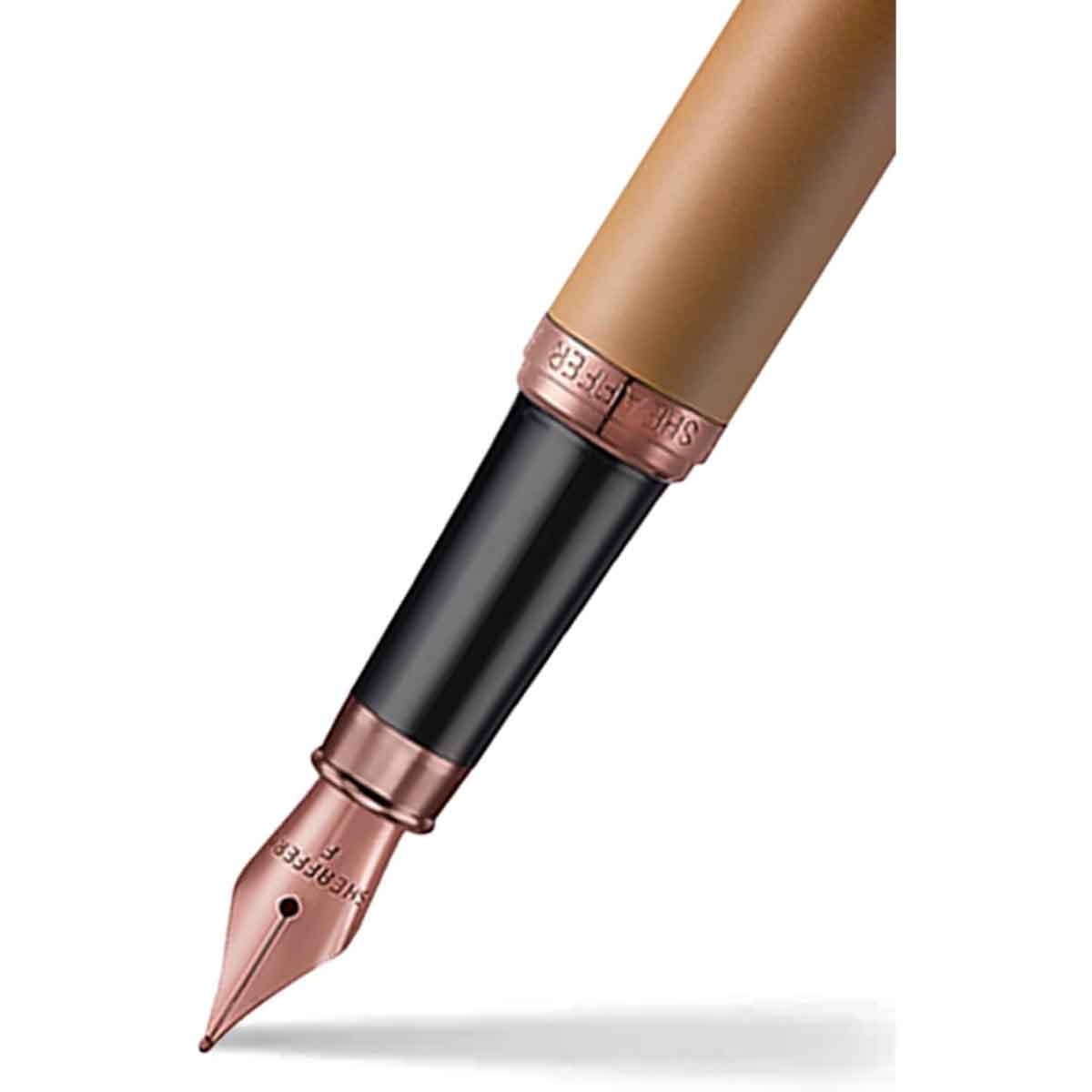 شيفر قلم في إف إم E9428 بني قهوة مع لمسات ذهبية PVD ريشة دقيقة مع محول