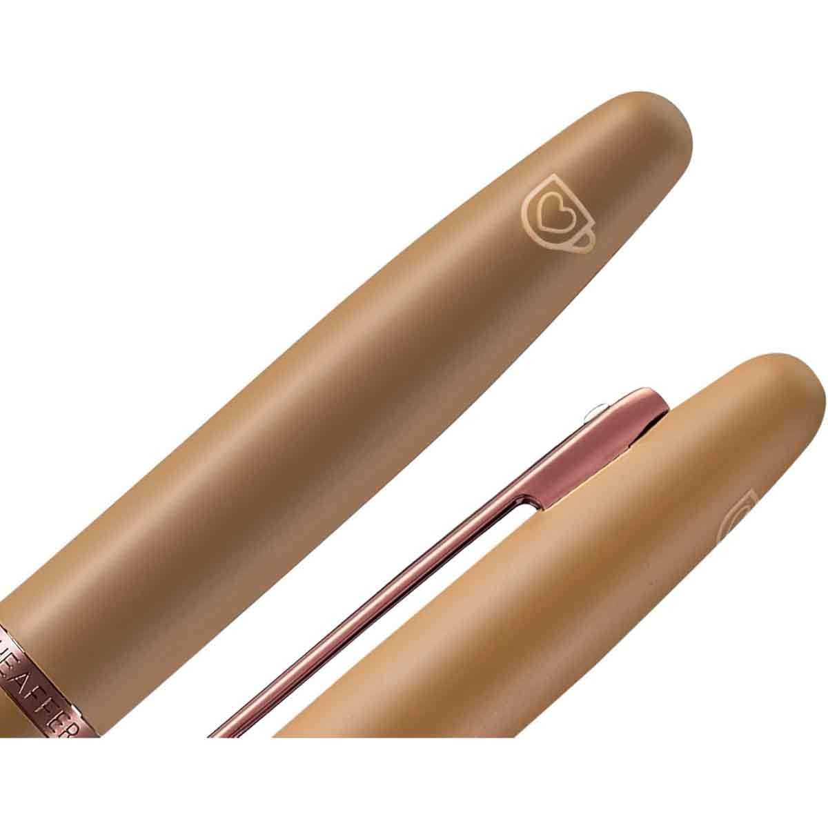 شيفر قلم في إف إم E9428 بني قهوة مع لمسات ذهبية PVD ريشة متوسطة مع محول