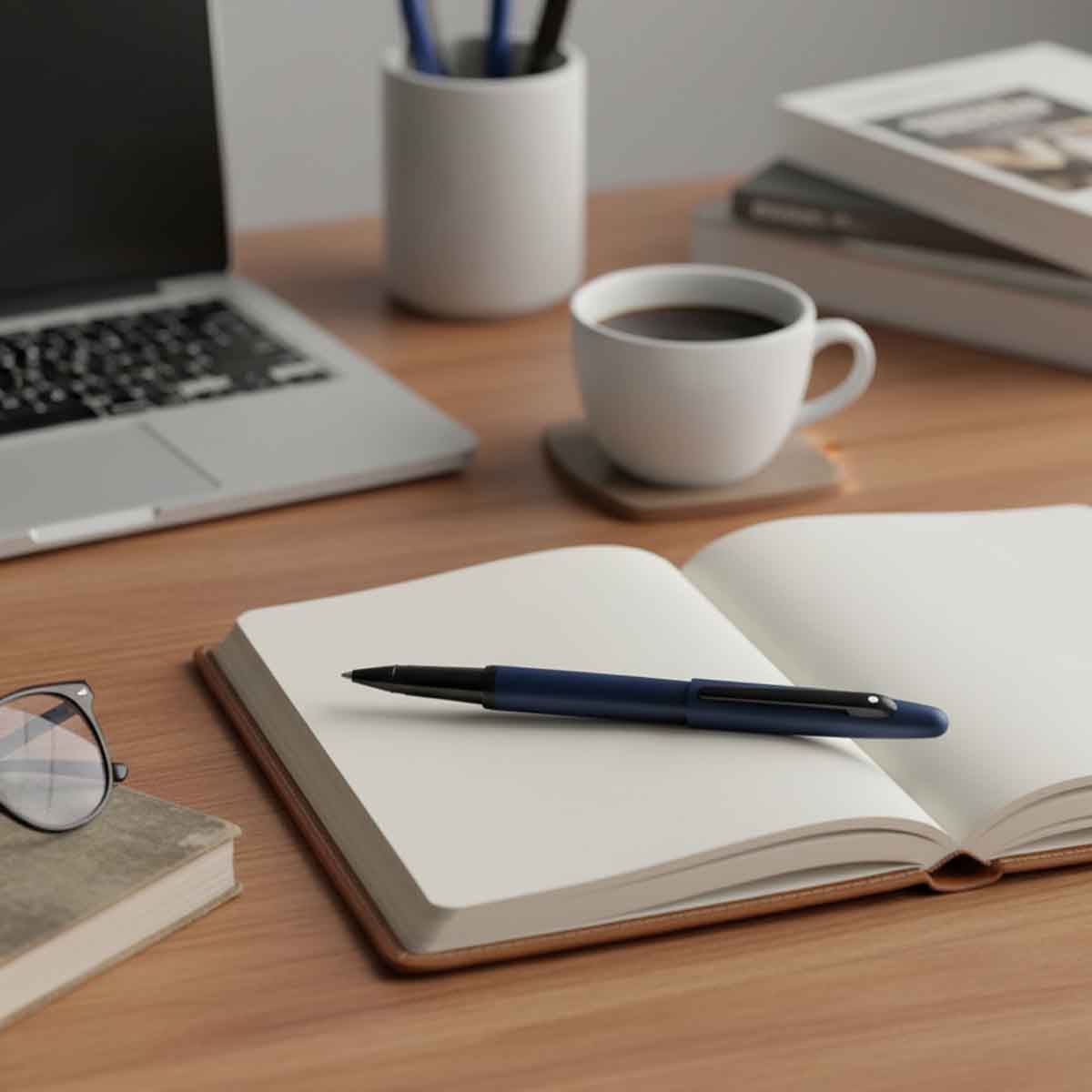 شيفر قلم في إف إم E9429 أزرق مطفي مع حواف سوداء مطفية حبر سائل