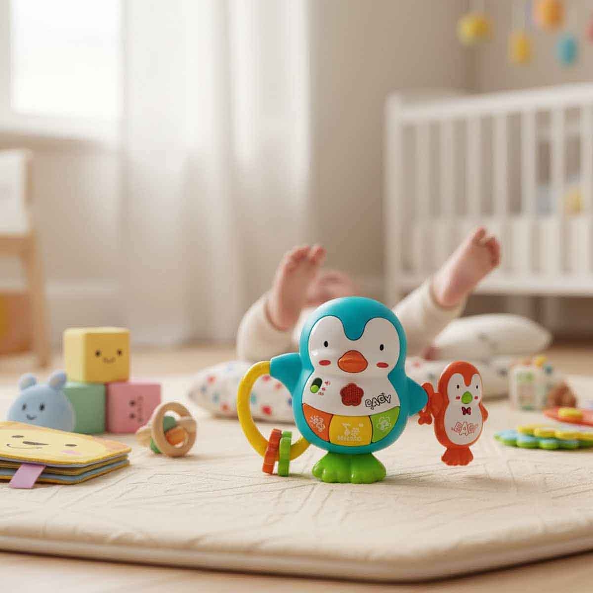 تشيمستار دف بطريق مع صوت وضوء للأطفال من عمر 0-2 سنوات