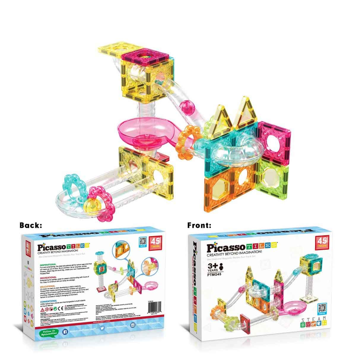 بيكاسو مجموعة مسار رخام مغناطيسي 45 قطعة ميني دايموند للجنسين من عمر 3-4 سنوات