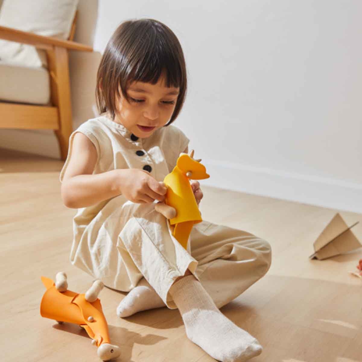 بلان تويز مجسم تريسيراتوبس خشبي افعلها بنفسك للجنسين 3 - 4 سنوات