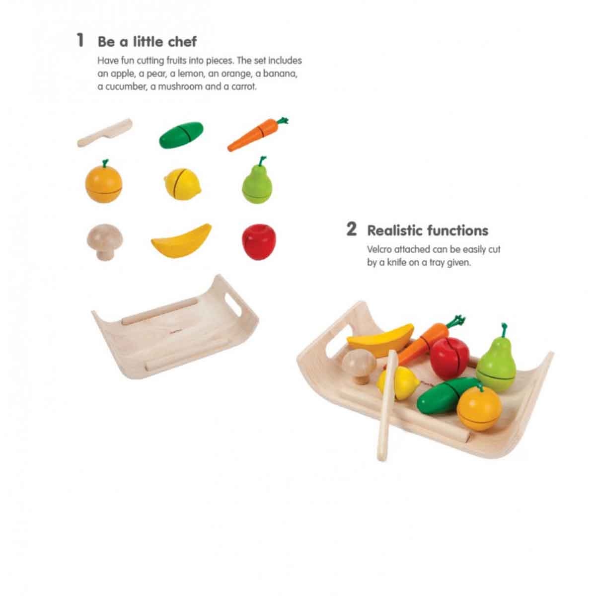 PlanToys Wooden Assorted Fruit & Vegetable Toys Unisex, 3-4 Years