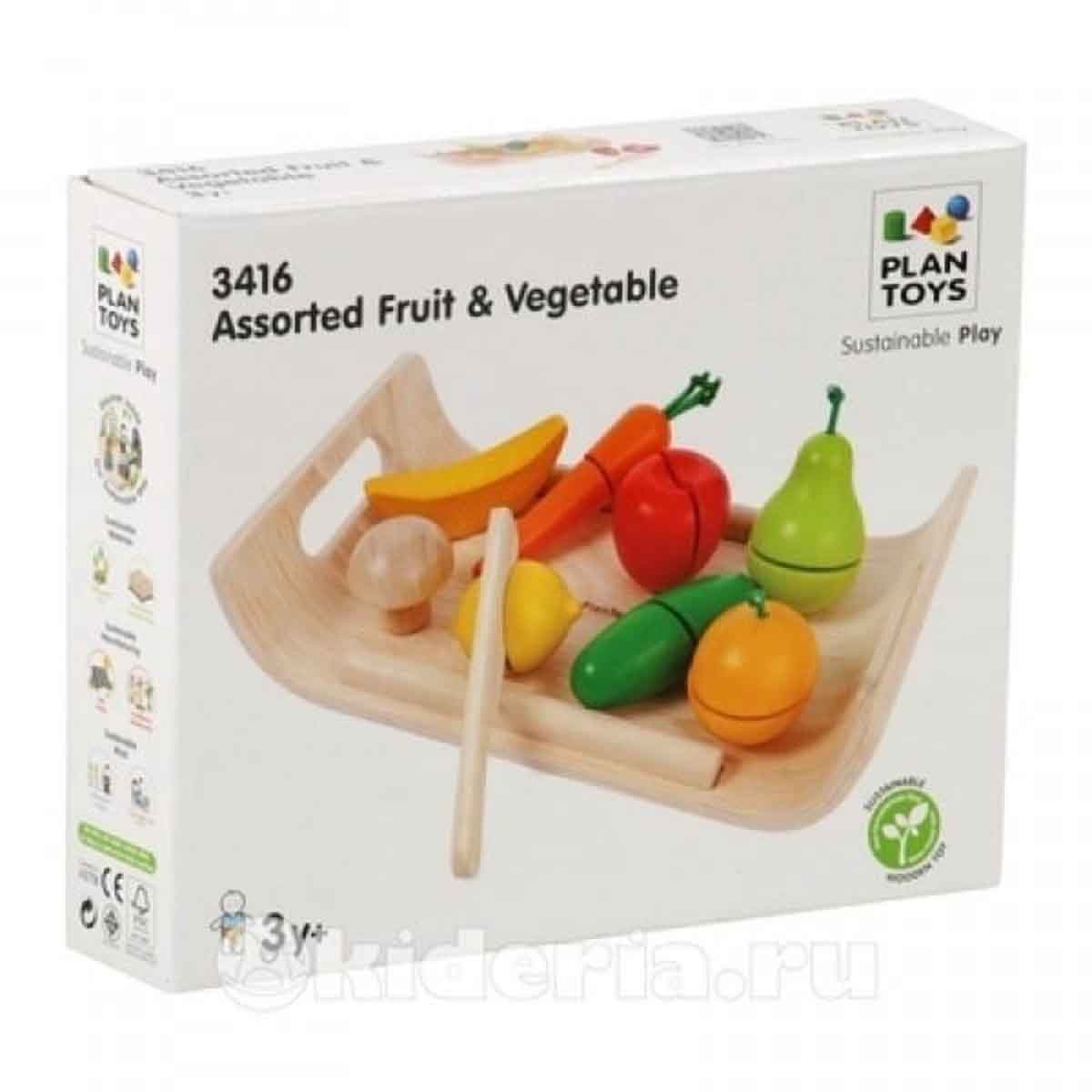 PlanToys Wooden Assorted Fruit & Vegetable Toys Unisex, 3-4 Years
