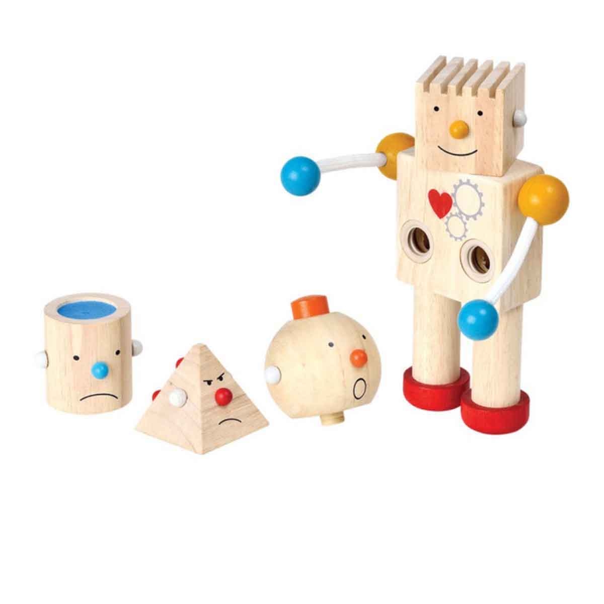PlanToys Wooden Build-A-Robot Unisex, 3-4 Years