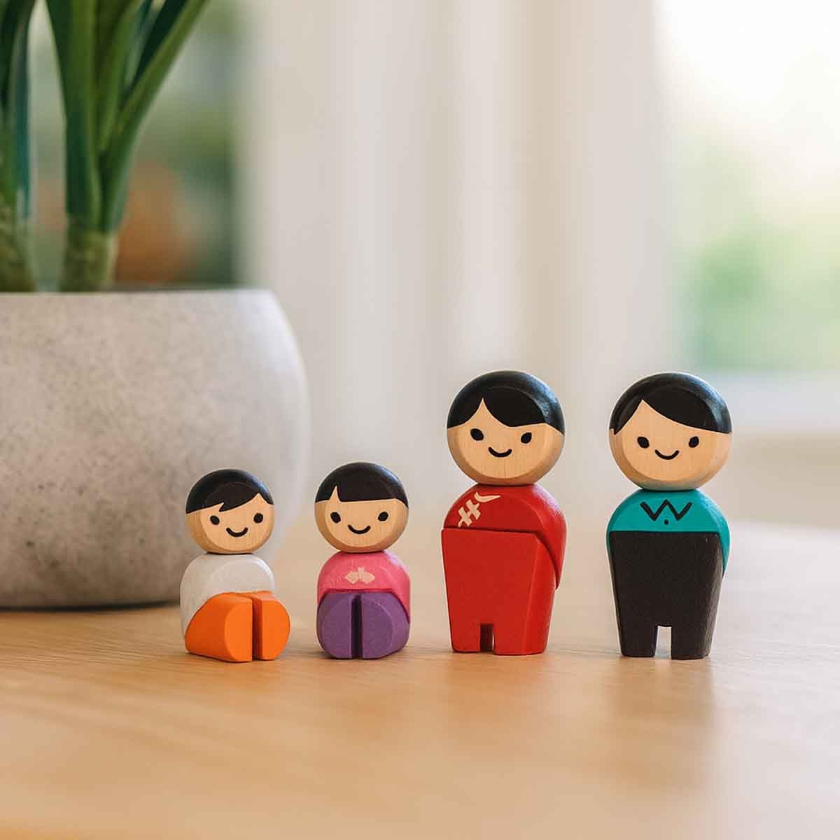 بلان تويز مجموعة دمى عائلة III آسيوية خشبية للجنسين 3 - 4 سنوات