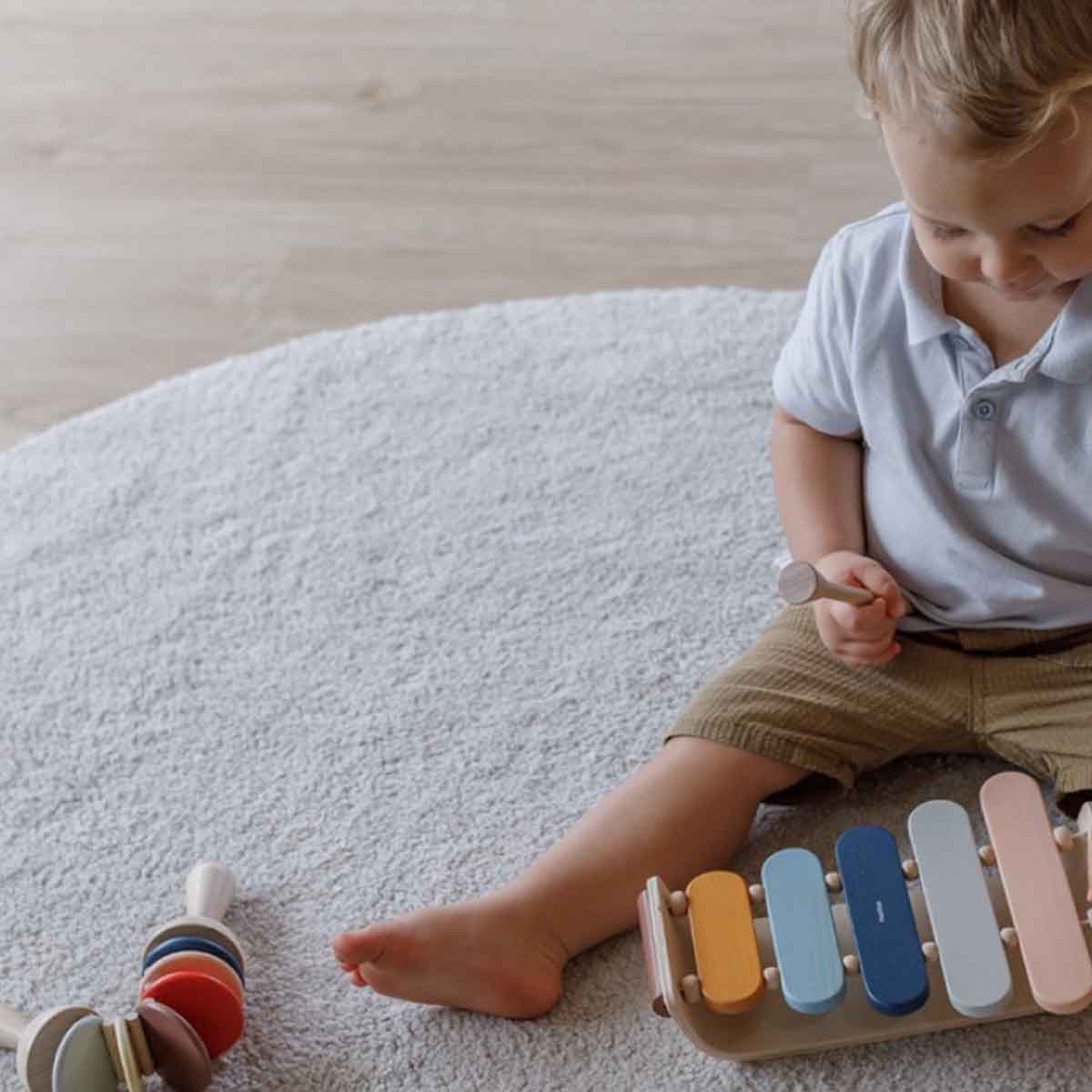 بلان تويز لعبة موسيقية إكسيليفون بيضاوي بستان خشبية للجنسين 3 - 4 سنوات