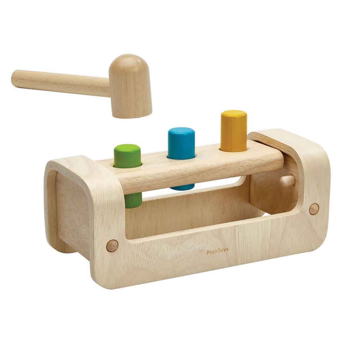 PlanToys Wooden Pounding Bench Toddler, 0-2 Years