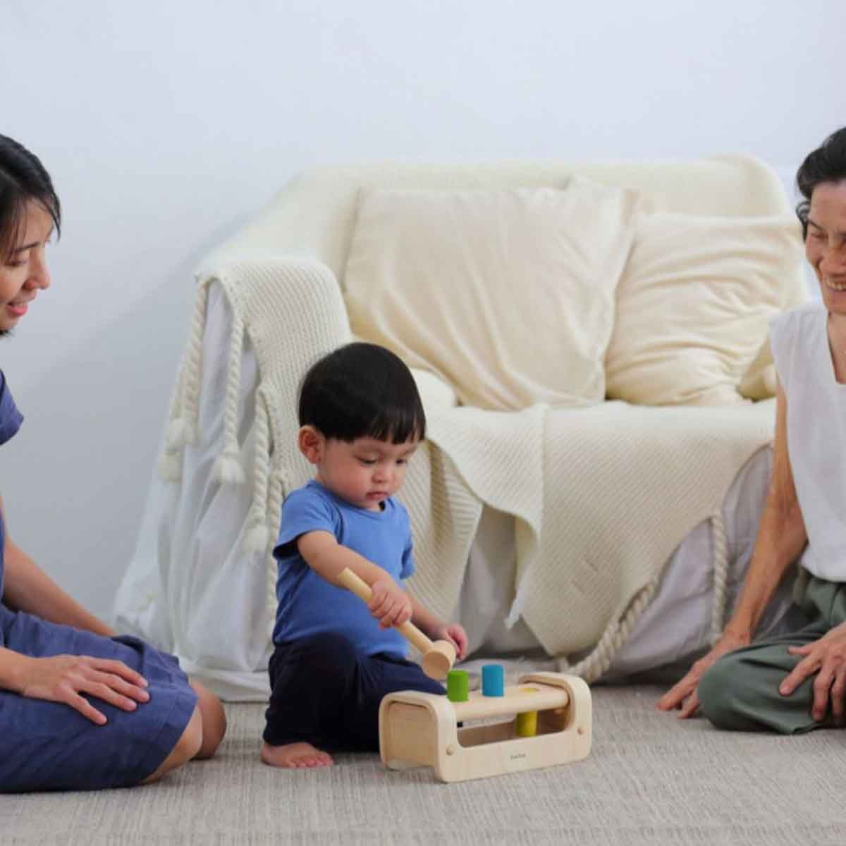 PlanToys Wooden Pounding Bench Toddler, 0-2 Years