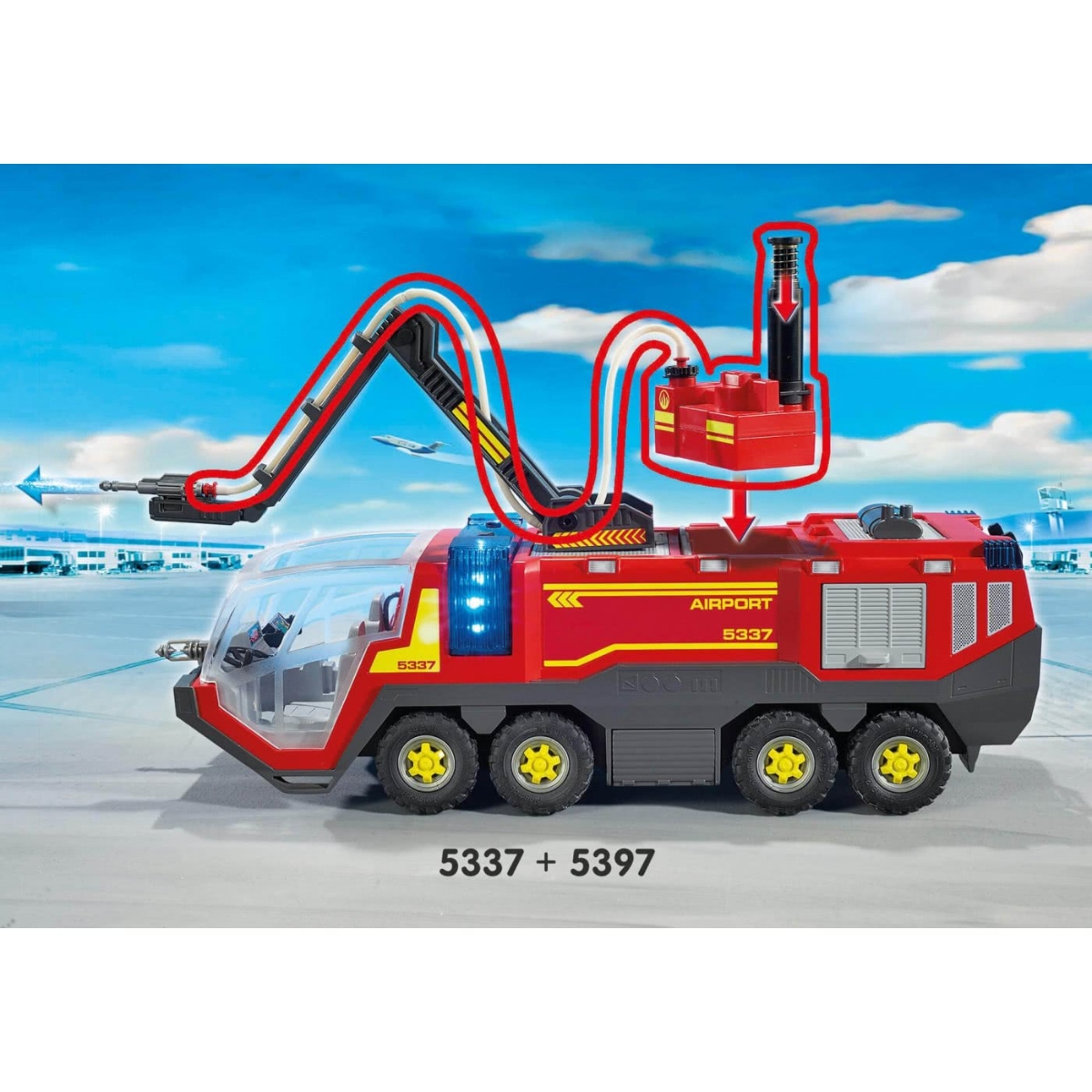 بلاي موبيل سيتي آكشن مجموعة سيارة إطفاء المطار للجنسين، 5-7 سنوات