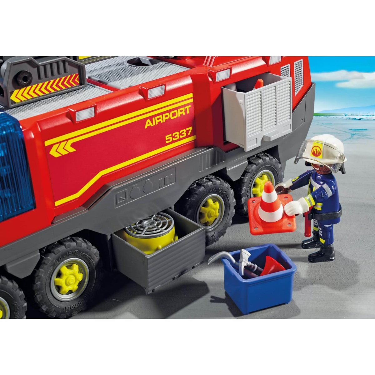 بلاي موبيل سيتي آكشن مجموعة سيارة إطفاء المطار للجنسين، 5-7 سنوات