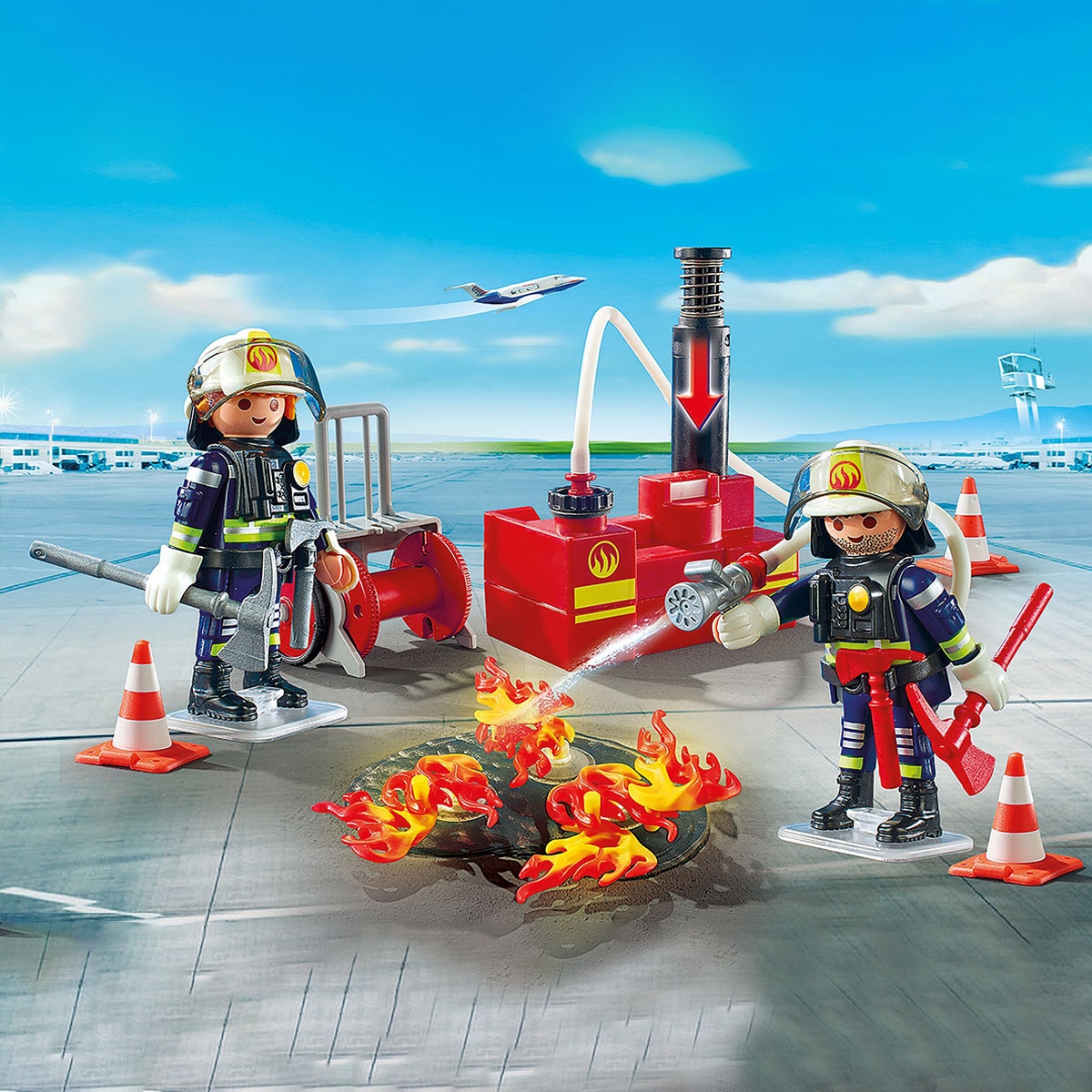 Playmobil City Action Firefighting Operation with Water Pump Playset Unisex, 5-7 Years