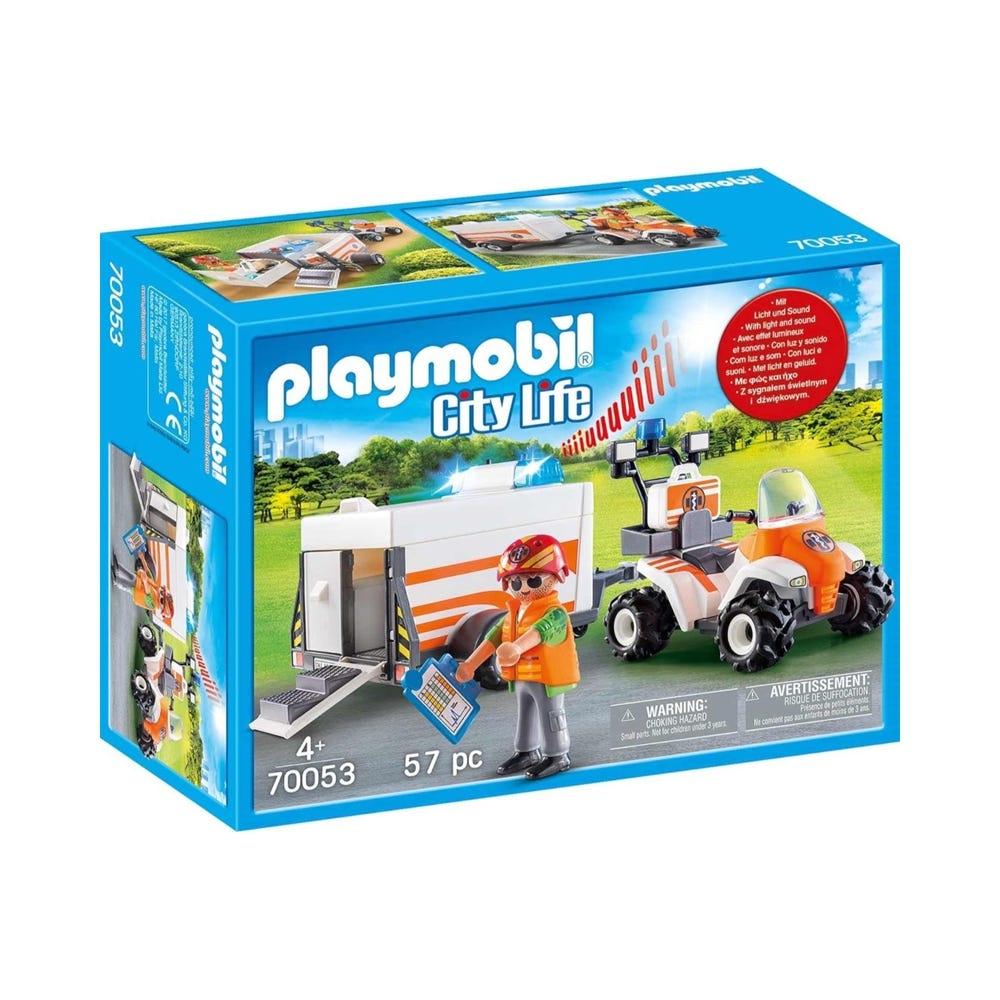 مجموعة ألعاب Playmobil City Life Rescue Quad with Trailer للجنسين، 5-7 سنوات
