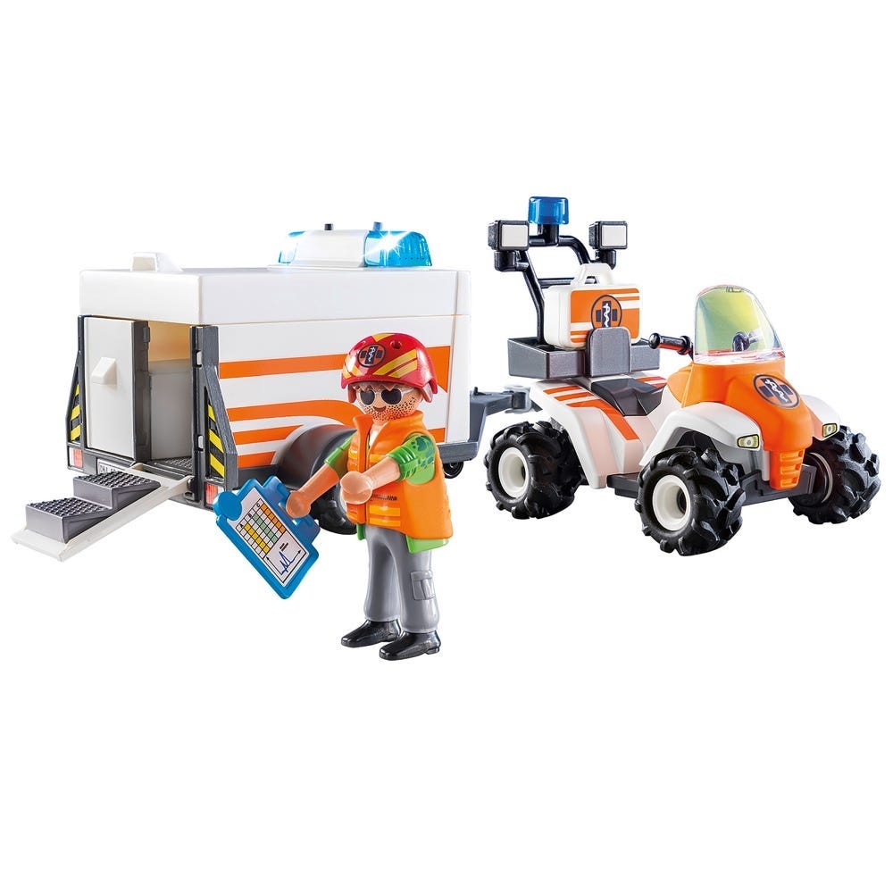 مجموعة ألعاب Playmobil City Life Rescue Quad with Trailer للجنسين، 5-7 سنوات
