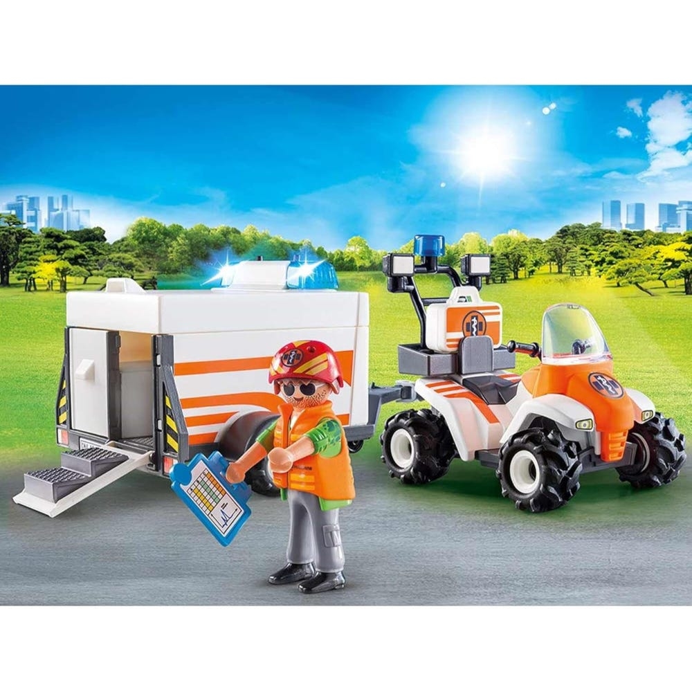 مجموعة ألعاب Playmobil City Life Rescue Quad with Trailer للجنسين، 5-7 سنوات