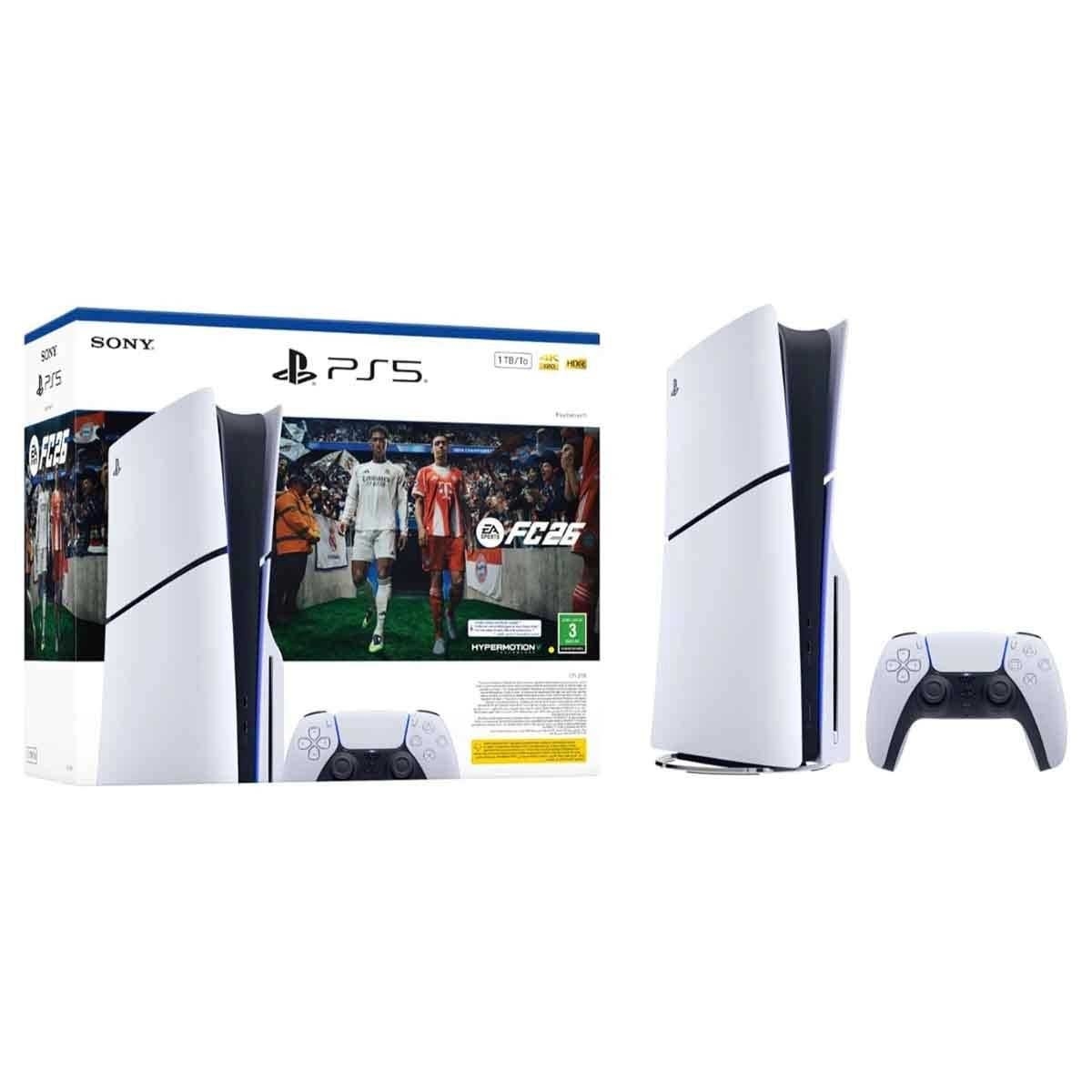 سوني بلايستيشن 5 جهاز ألعاب إصدار قارئ أقراص Blu-ray مع FC26 + Tekken 8 + GTA 5 حزمة ألعاب مع وحدة تحكم DualSense لاسلكية