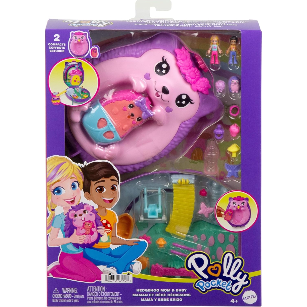 Polly Pocket Hedgehog Mom & Baby Playset Girls, 5-7 Years