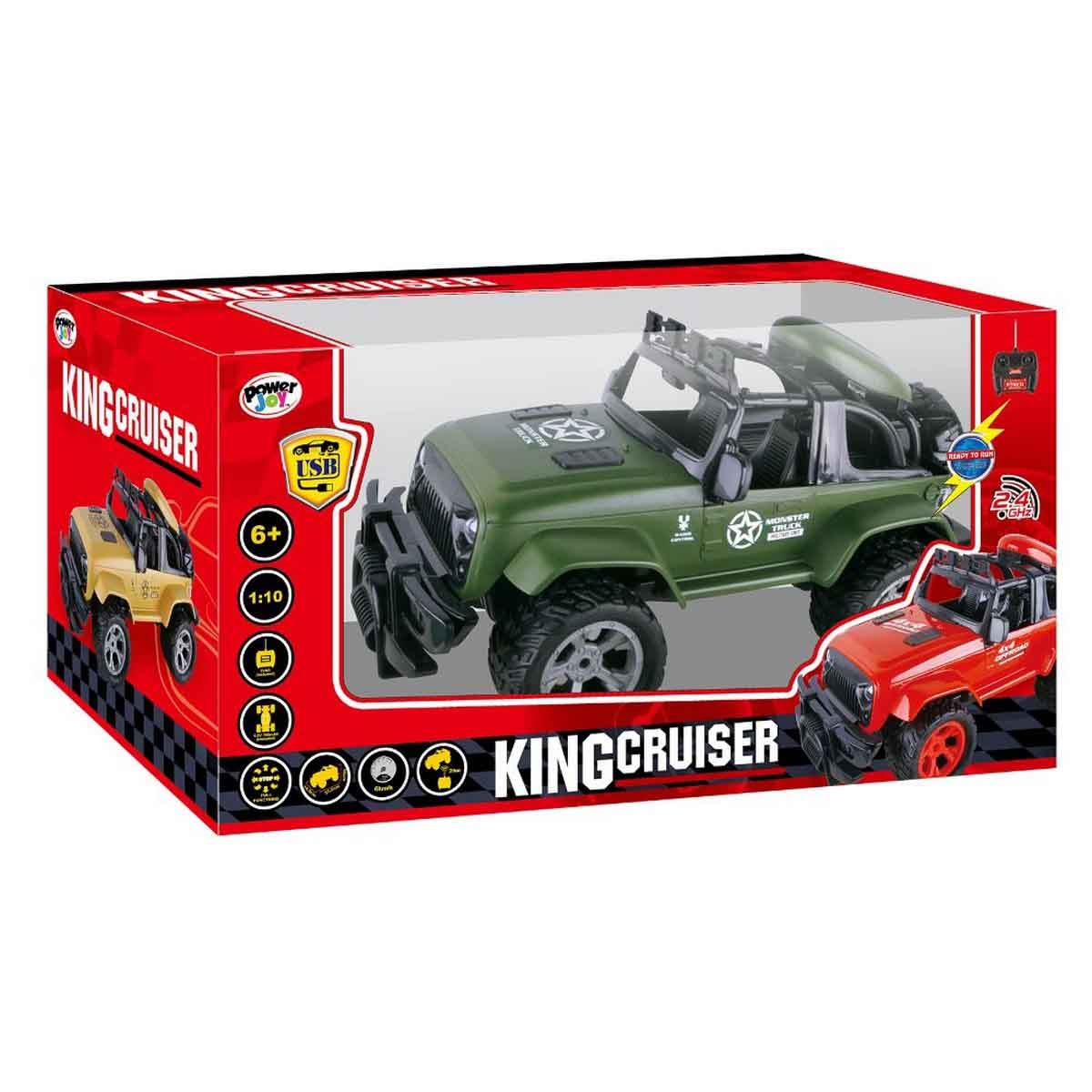 باور جوي مقياس 1:10 سيارة ريموت كنترول كينغ كروزر مع أضواء للأولاد، عمر 5-7 سنوات