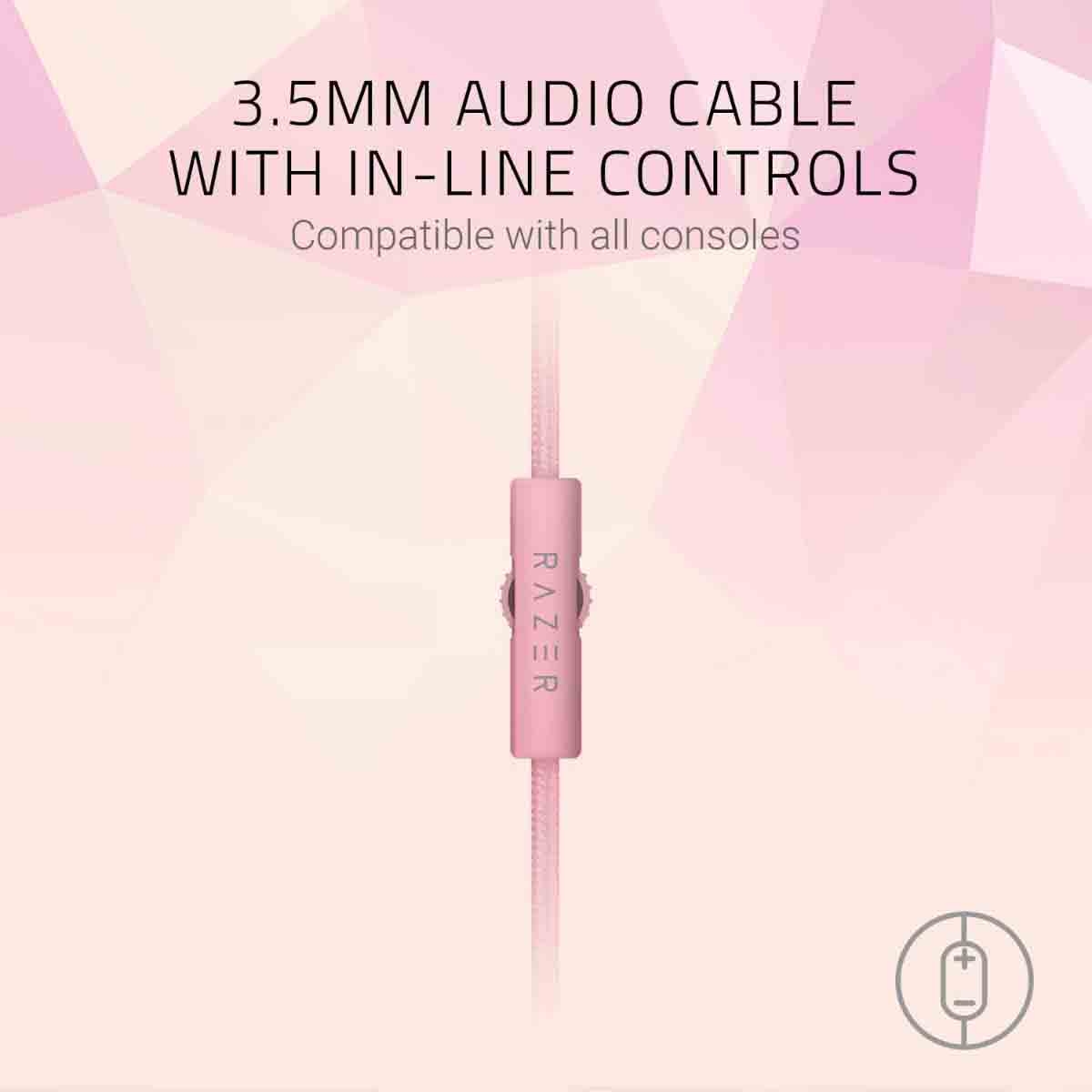 ريزر سماعة رأس للألعاب كراكن كوارتز مع ميكروفون وردي