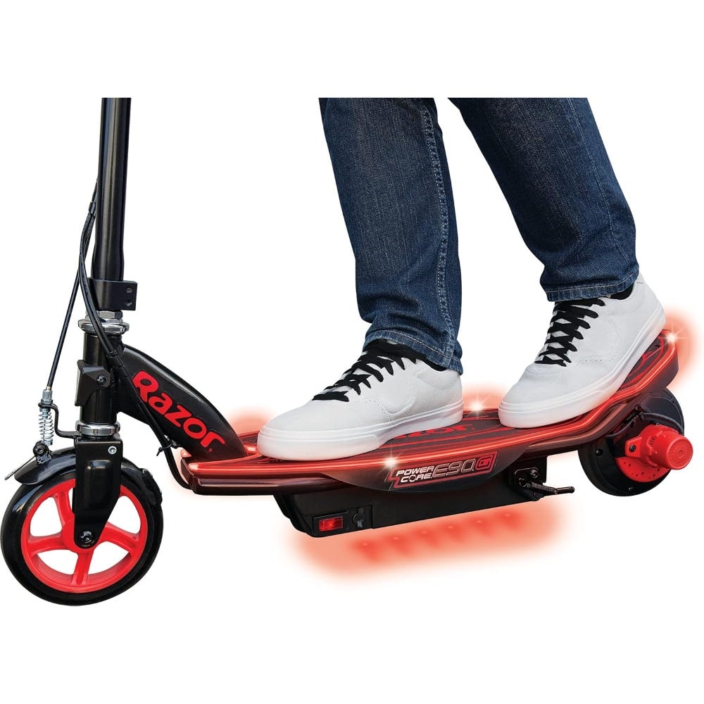 سكوتر كهربائي Razor Power Core E90 Glow للجنسين، 8-10 سنوات