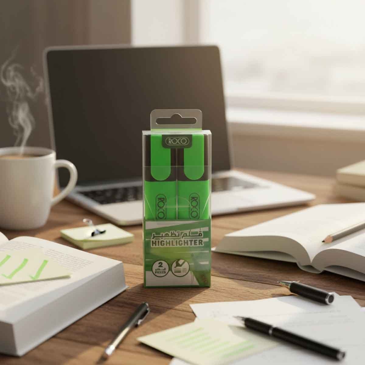 روكو أقلام تمييز أخضر سن مشطوف 1.2–5ملم مجموعة 2 قطعة