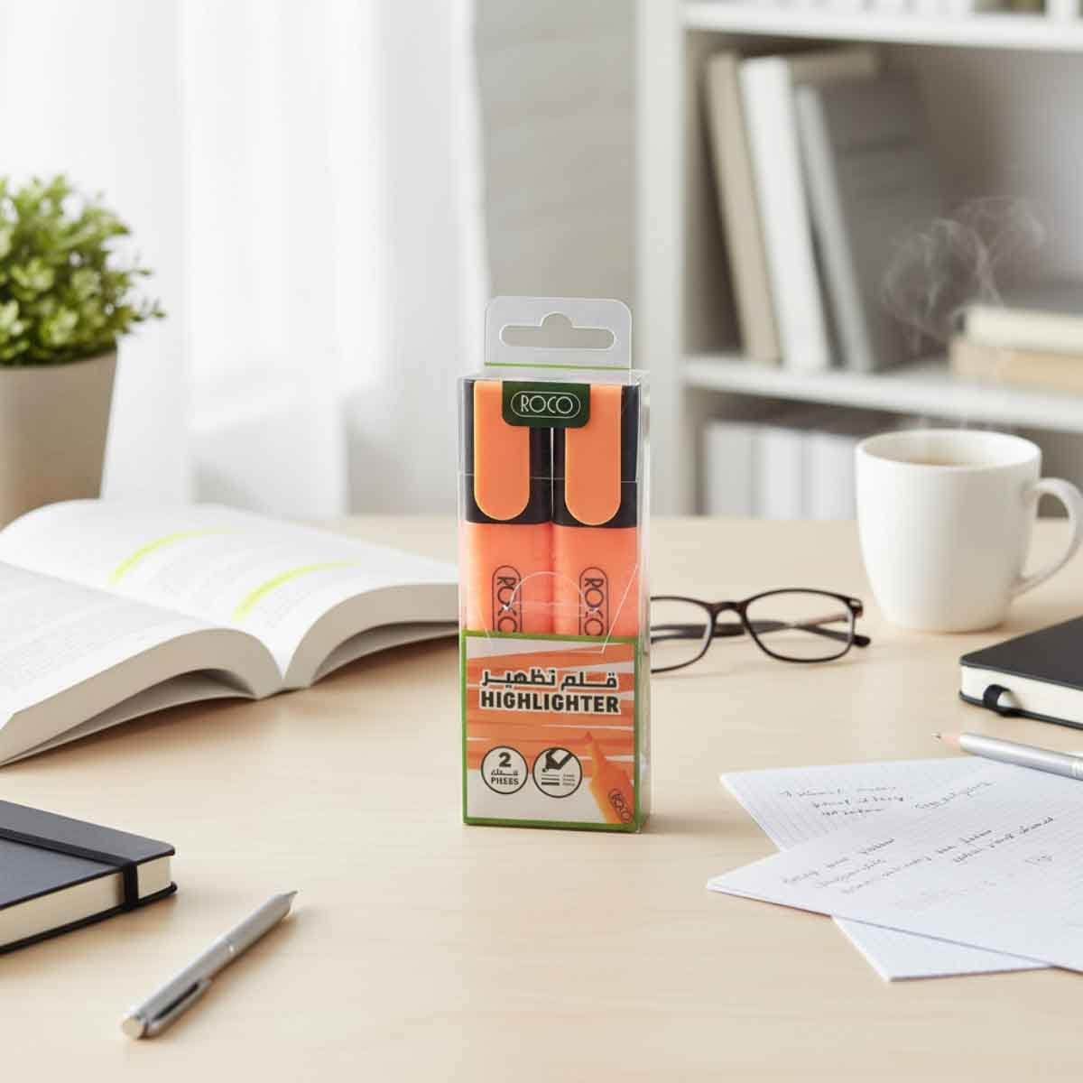 روكو أقلام تمييز برتقالي سن مشطوف 1.2–5ملم مجموعة 2 قطعة