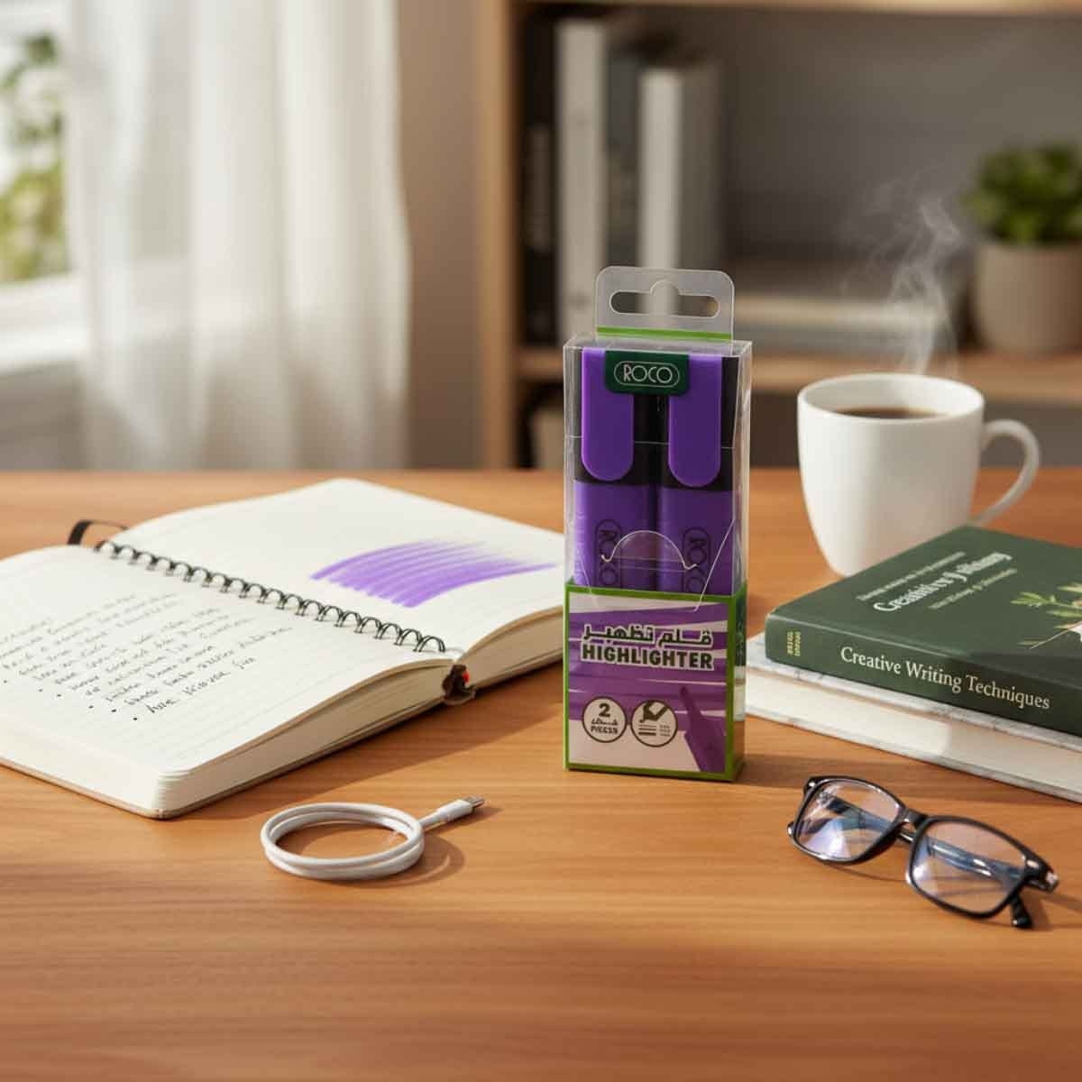 روكو أقلام تمييز بنفسجي سن مشطوف 1.2–5ملم مجموعة 2 قطعة