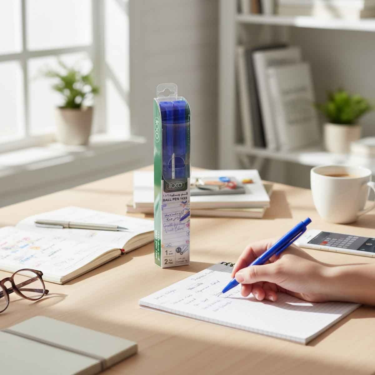 Roco Blue Ink 2-Piece 1mm 1428 Dry Ink Ballpoint Pen Set