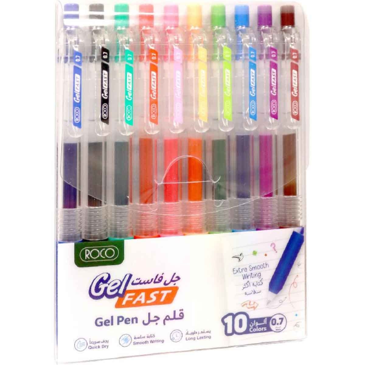 روكو أقلام حبر جاف سن معدني ألوان متعددة 0.7ملم مجموعة 10 قطع