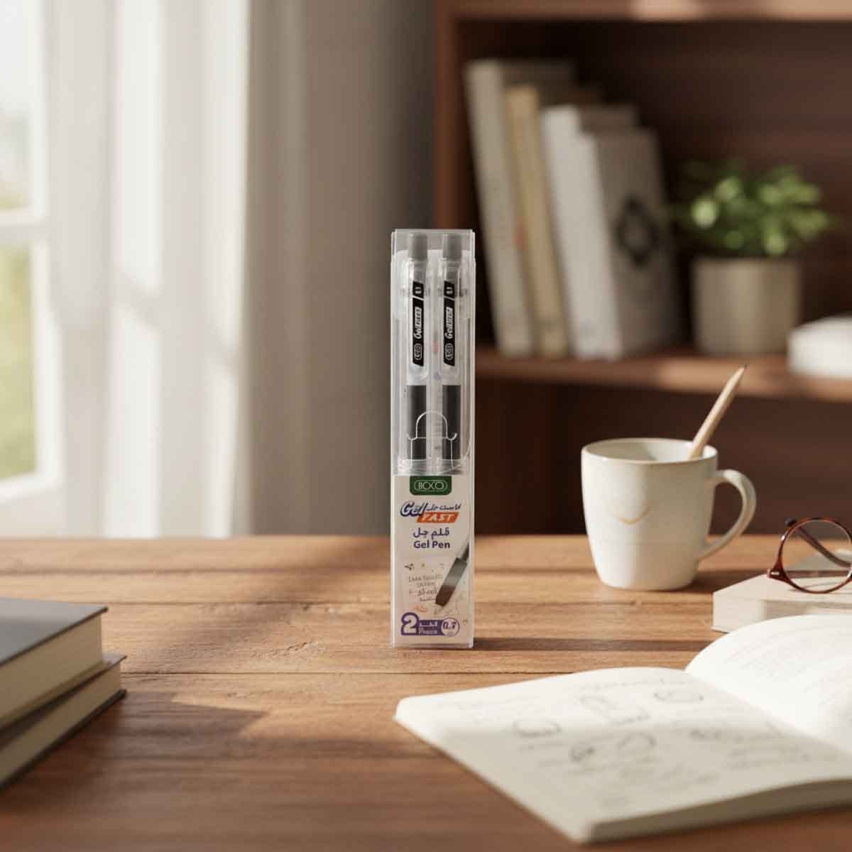 روكو أقلام حبر جاف سن معدني أسود 0.7ملم مجموعة 2 قطعة