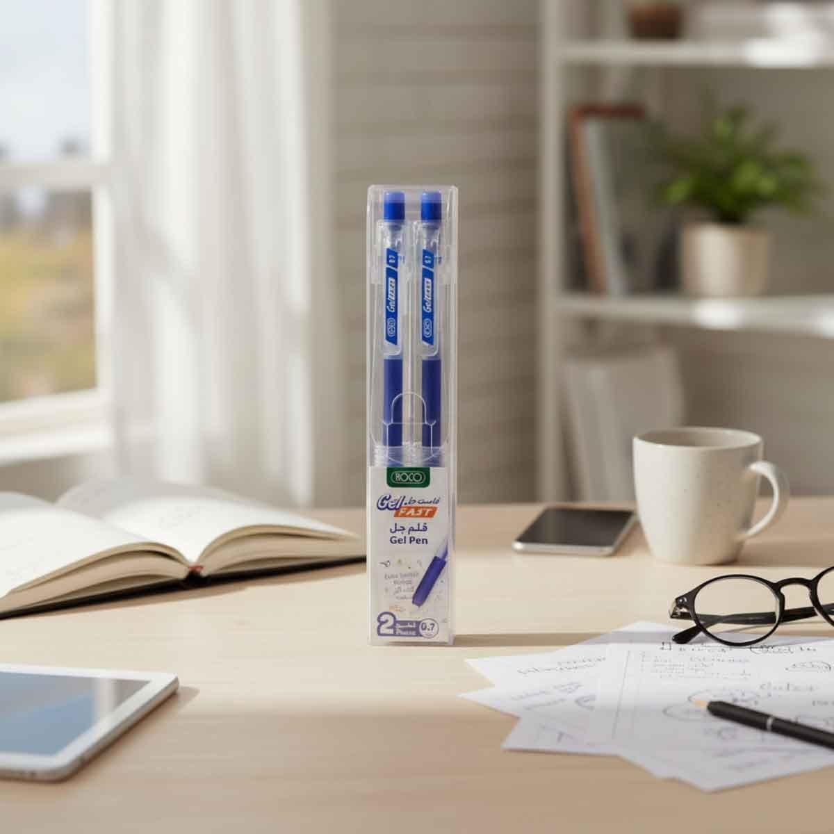 روكو أقلام حبر جاف سن معدني أزرق 0.7ملم مجموعة 2 قطعة