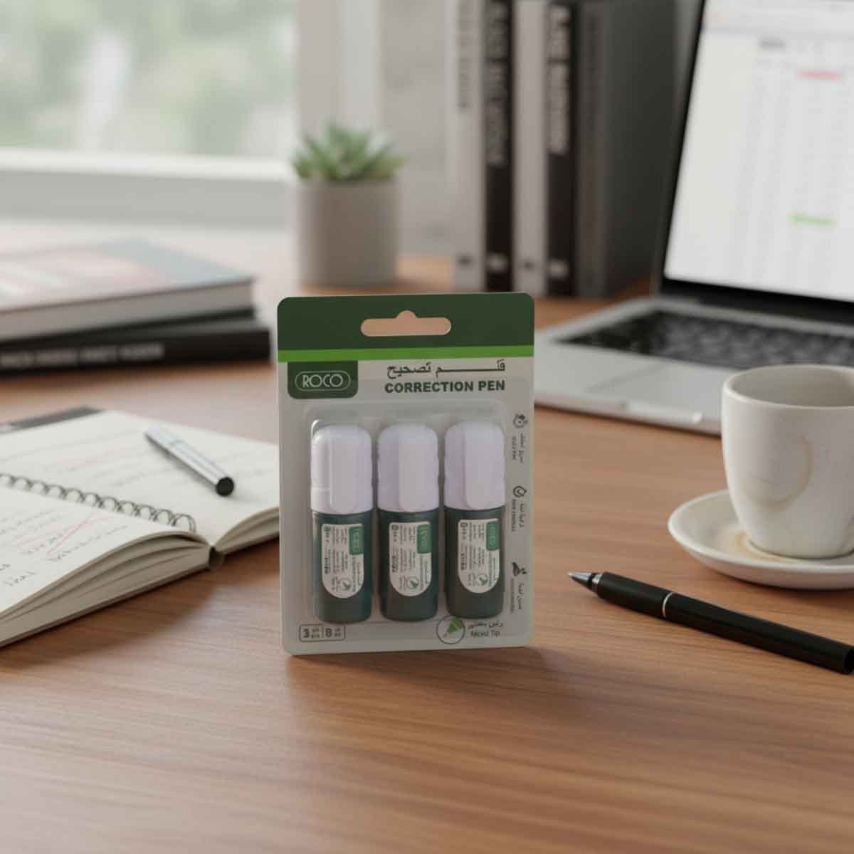 روكو قلم تصحيح أبيض رأس معدني دائري 1 مم 8 مل