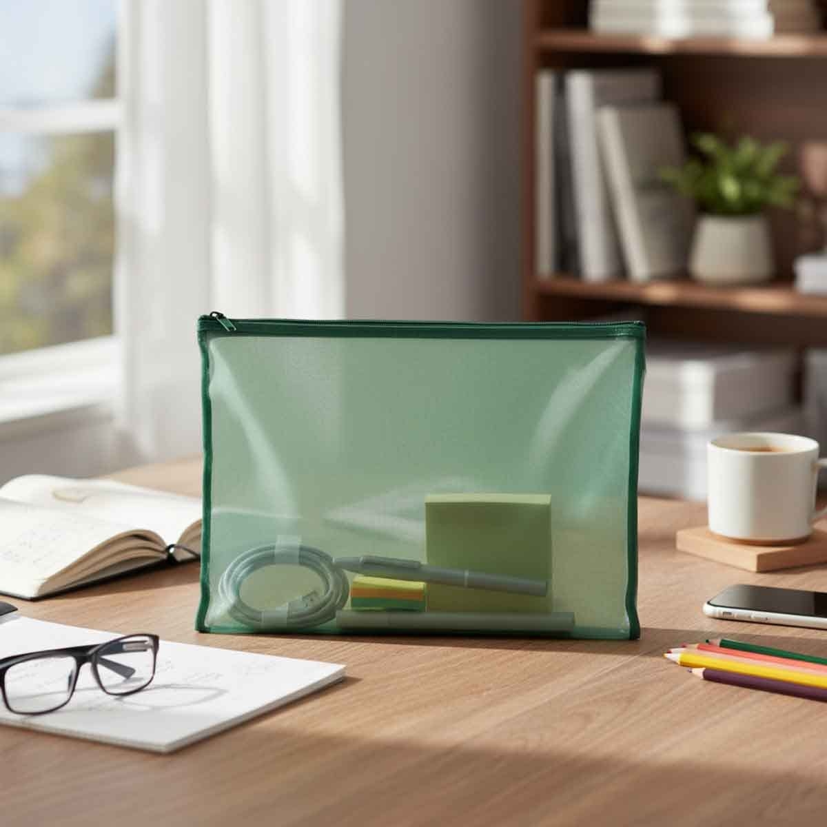 روكو حافظة مستندات A5 فتح علوي خضراء