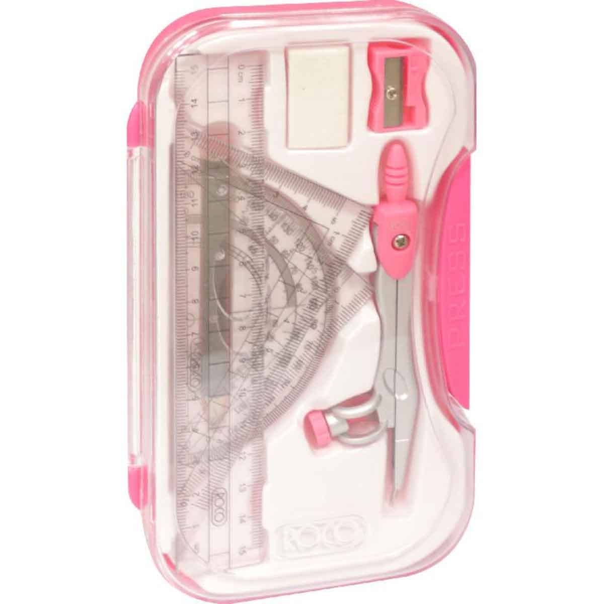 روكو مجموعة أدوات هندسية بلاستيك وردية 8 قطع