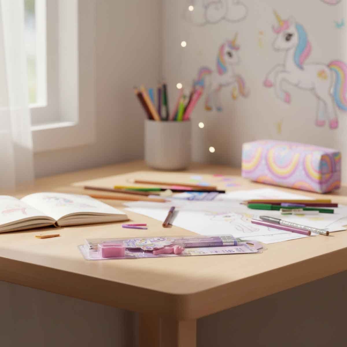 روكو مجموعة أدوات قرطاسية هوت فوكس يونيكورن ألوان متعددة 12 قطعة