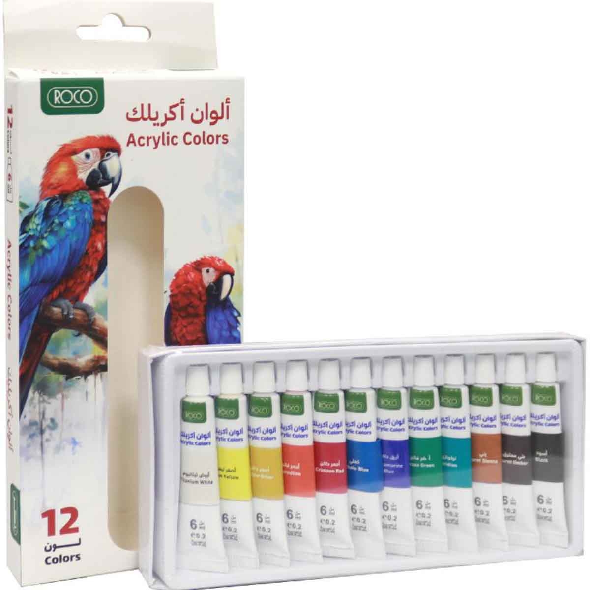 روكو طقم ألوان أكريليك 6 مل ألوان متنوعة 12 قطعة