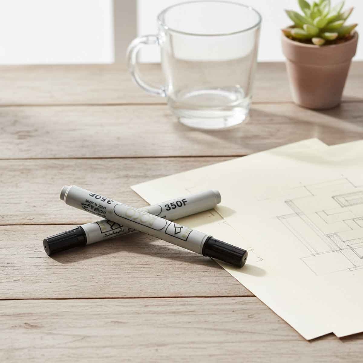 روكو مجموعة أقلام دائمة أسود سن مشطوف 1–4ملم