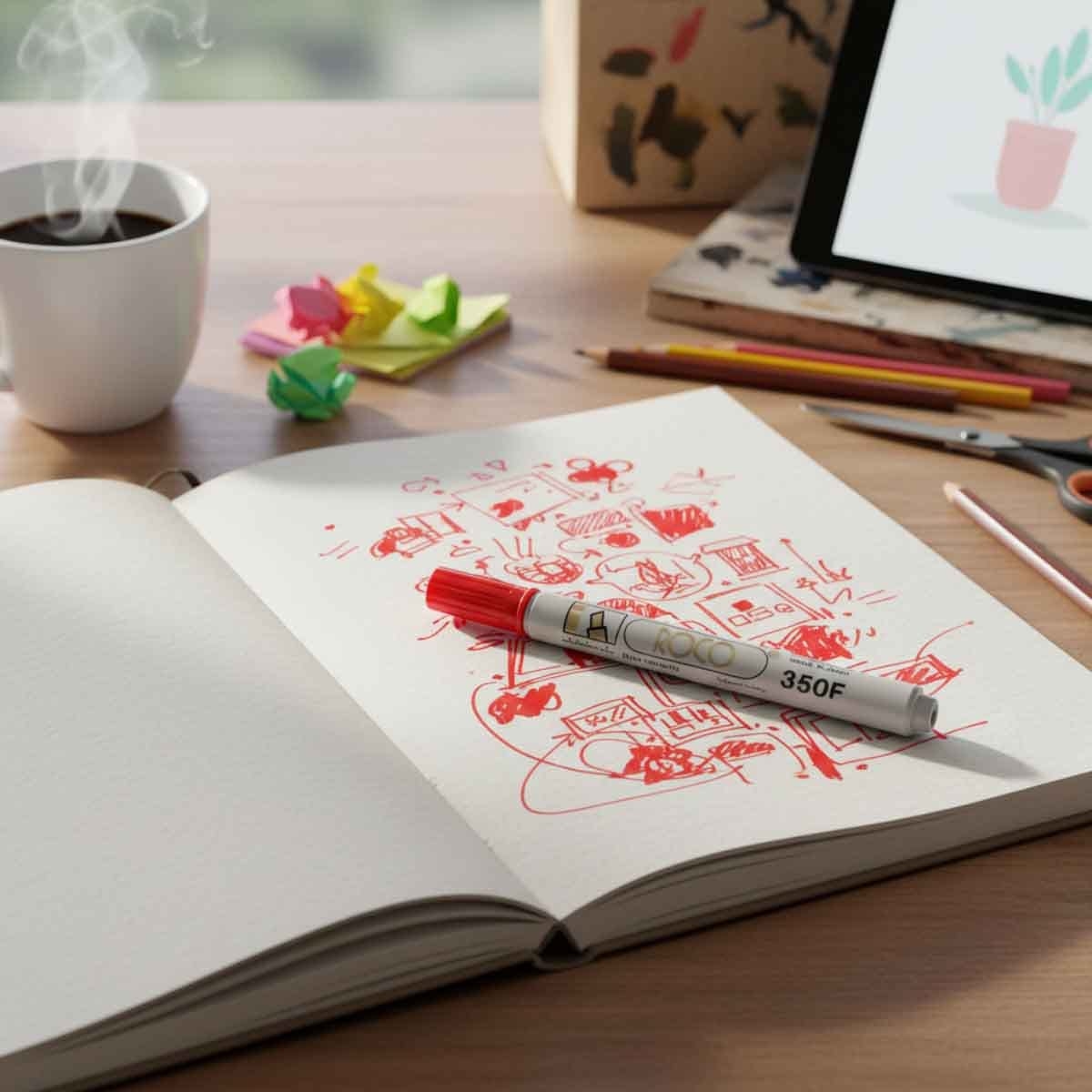 روكو قلم دائم أحمر سن مشطوف 1–4ملم