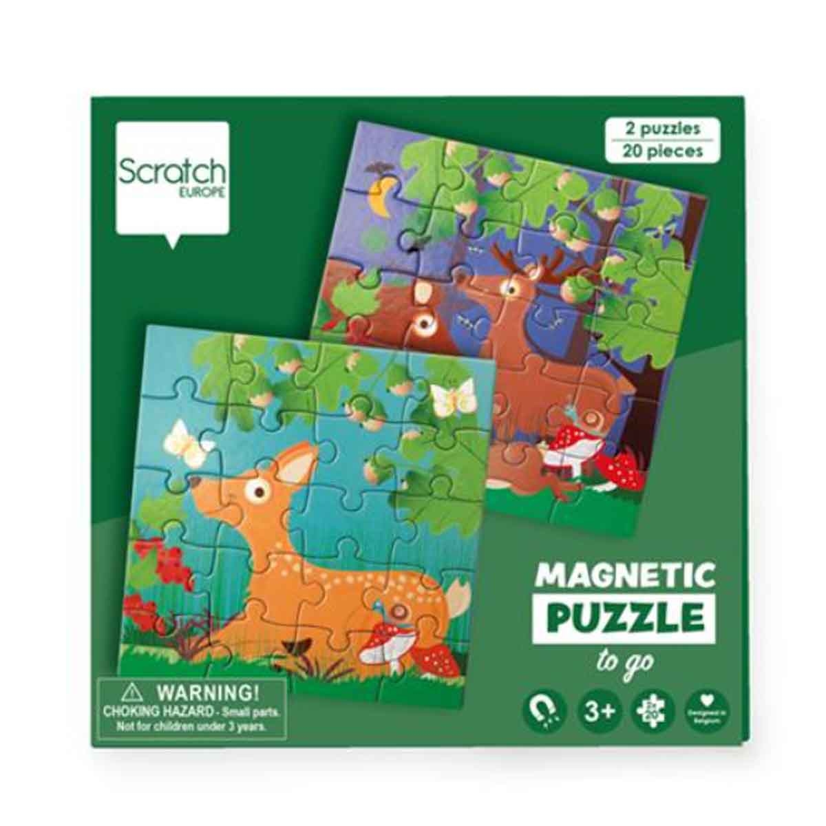 Scratch Europe 20-Pieces Forest Life Magnetic Book Puzzle Unisex, 3-4 Years