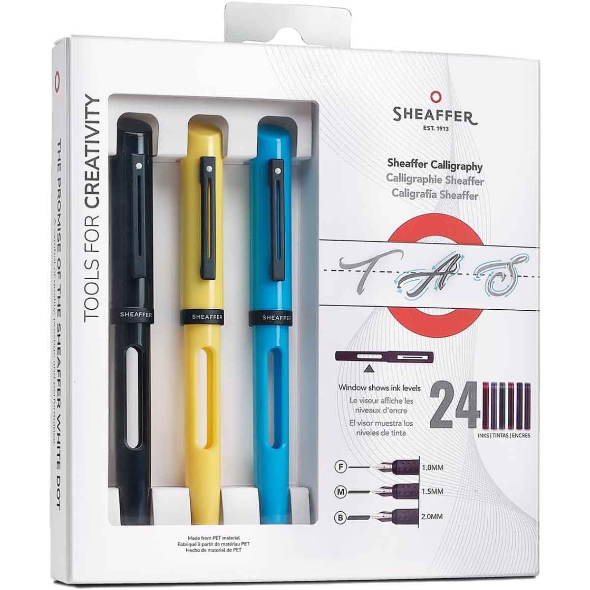 شيفر طقم 3 قطع كاليغرافي مع ريش دقيقة ومتوسطة وعريضة