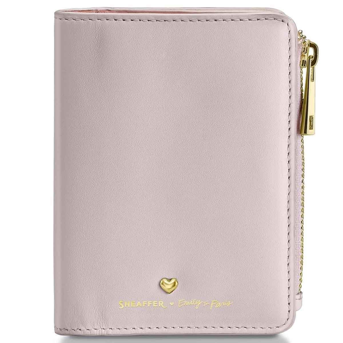 شيفر إي آي بي محفظة عملات بسحاب من الجلد الطبيعي الكامل باللون الوردي