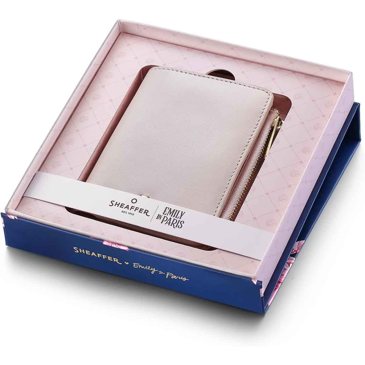 شيفر إي آي بي محفظة عملات بسحاب من الجلد الطبيعي الكامل باللون الوردي