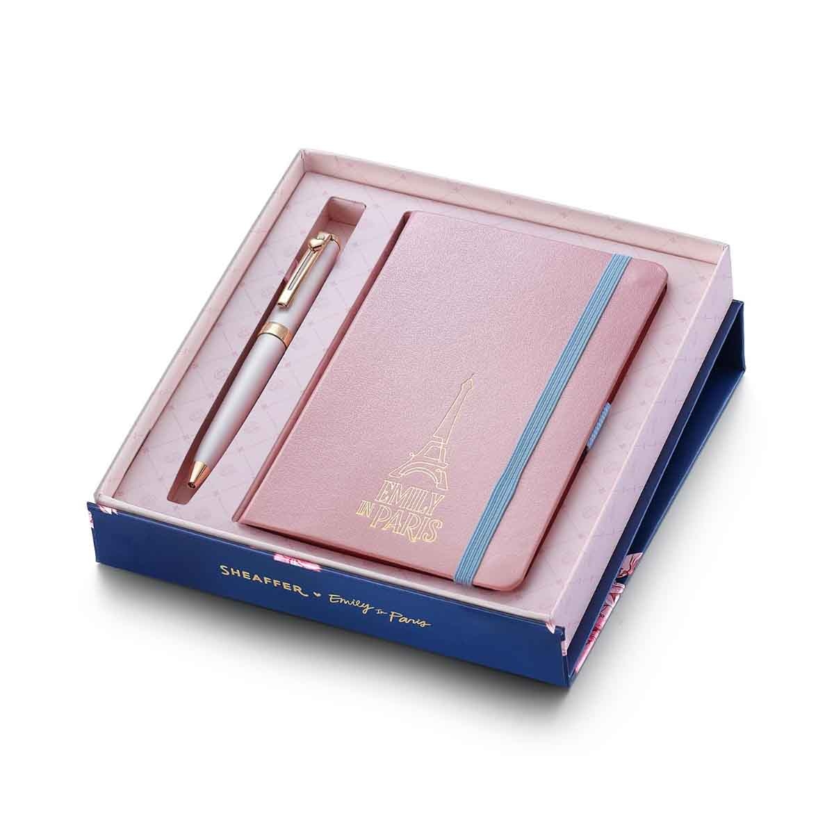 Sheaffer EIP Prelude Mini 9810 Pastel Pink Ballpoint Pen & Small Hardbound Notebook Gift Set