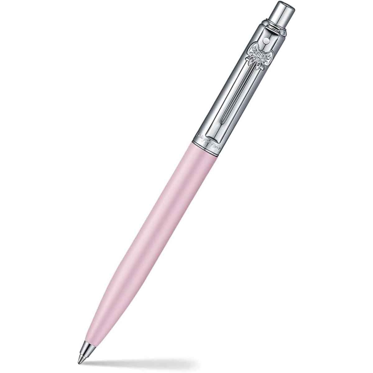 شيفر إي آي بي سنتينل 321 قلم حبر جاف بلون وردي مطفي مع حافظة بطاقات ائتمان من الجلد الطبيعي الكامل – طقم هدايا