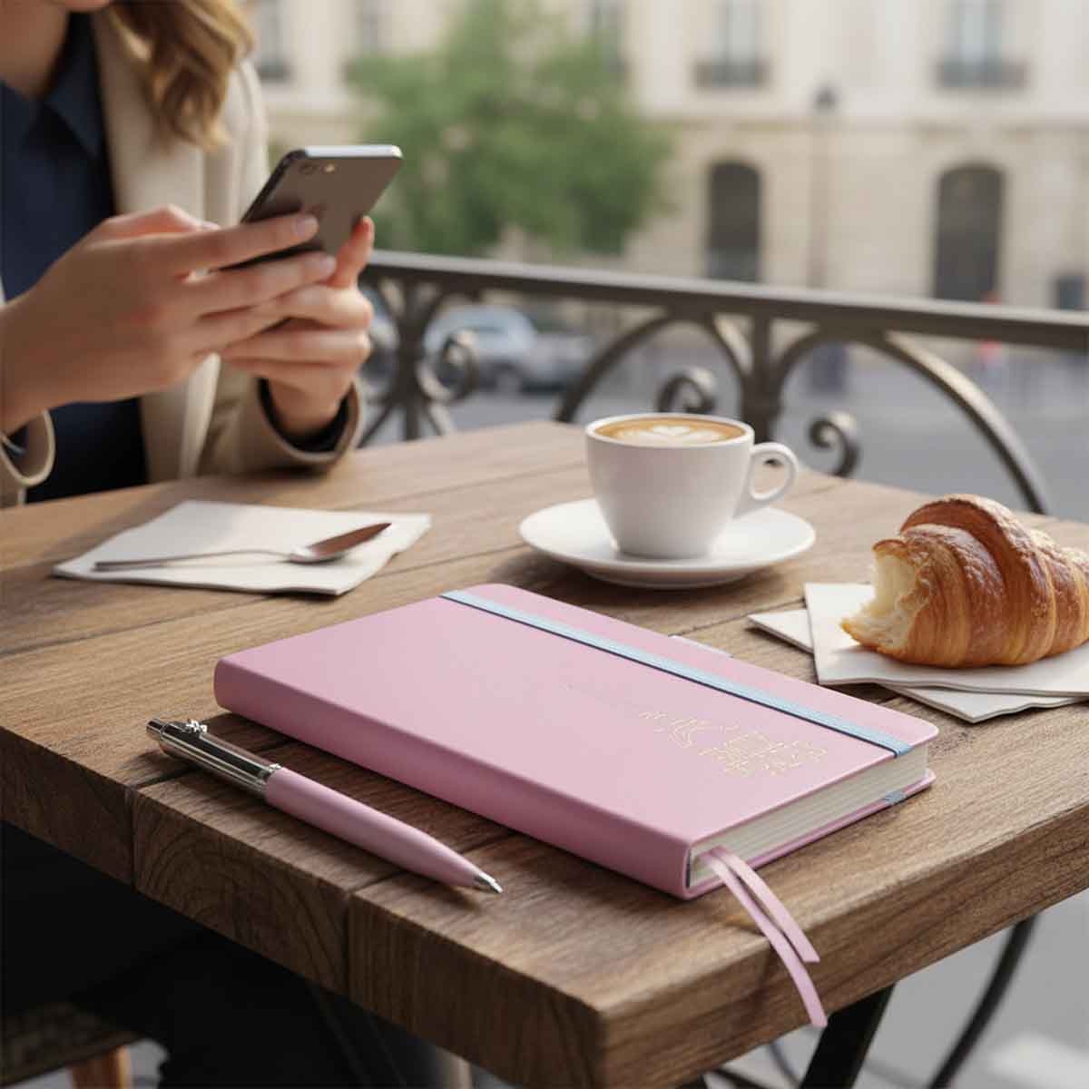 شيفر إي آي بي سنتينل 321 قلم حبر جاف بلون وردي مطفي مع دفتر صغير بغلاف صلب – طقم هدايا