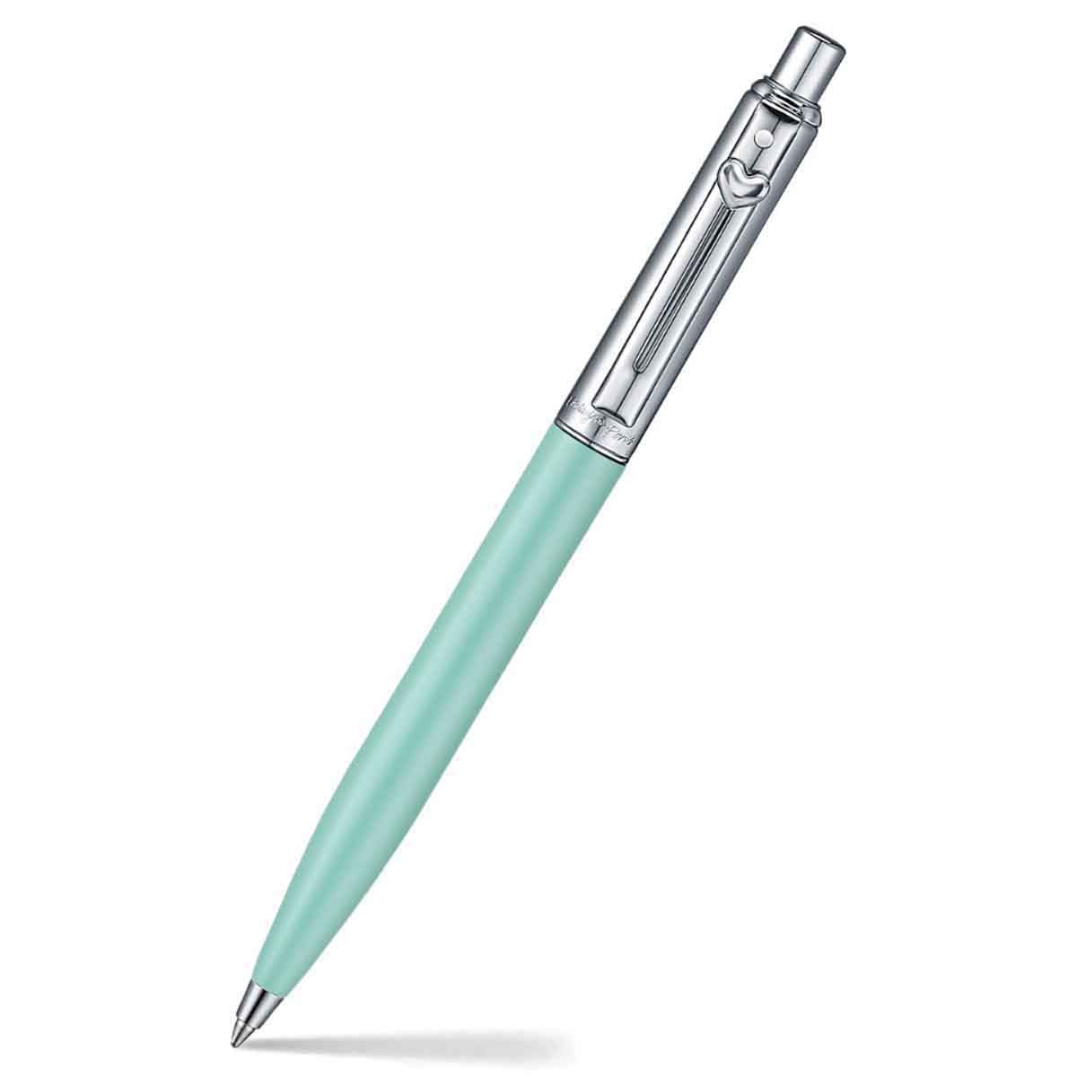 Sheaffer EIP Sentinel E321 Green Matte Finish Ballpoint Pen with Chrome-Plated Trims & Heart-Shaped Clip Emblem