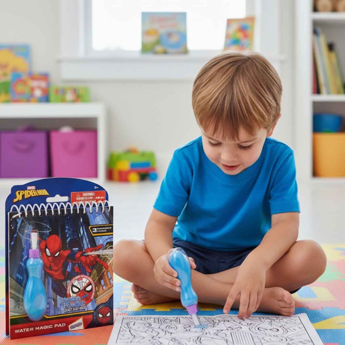 سبايدر مان لوحة سحرية بالماء 3 صفحات للأطفال بعمر 3-4 سنوات