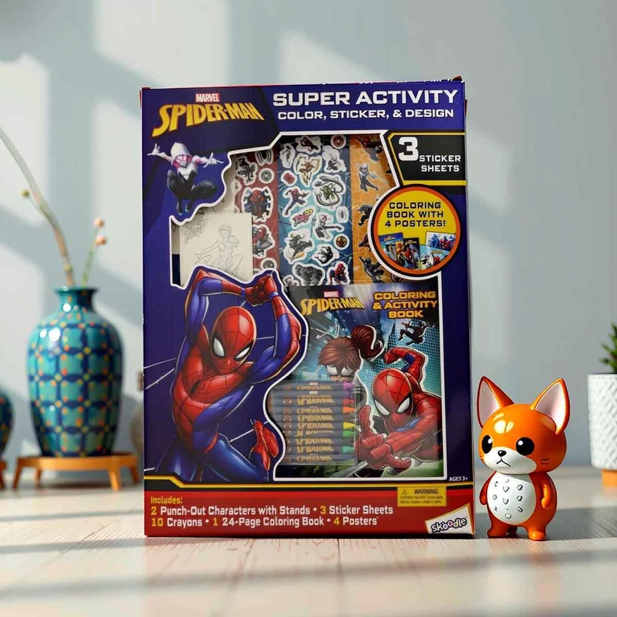 سبايدر مان مجموعة أنشطة وتلوين وتصميم وملصقات مميزة، للجنسين، للأعمار من 3 إلى 4 سنوات