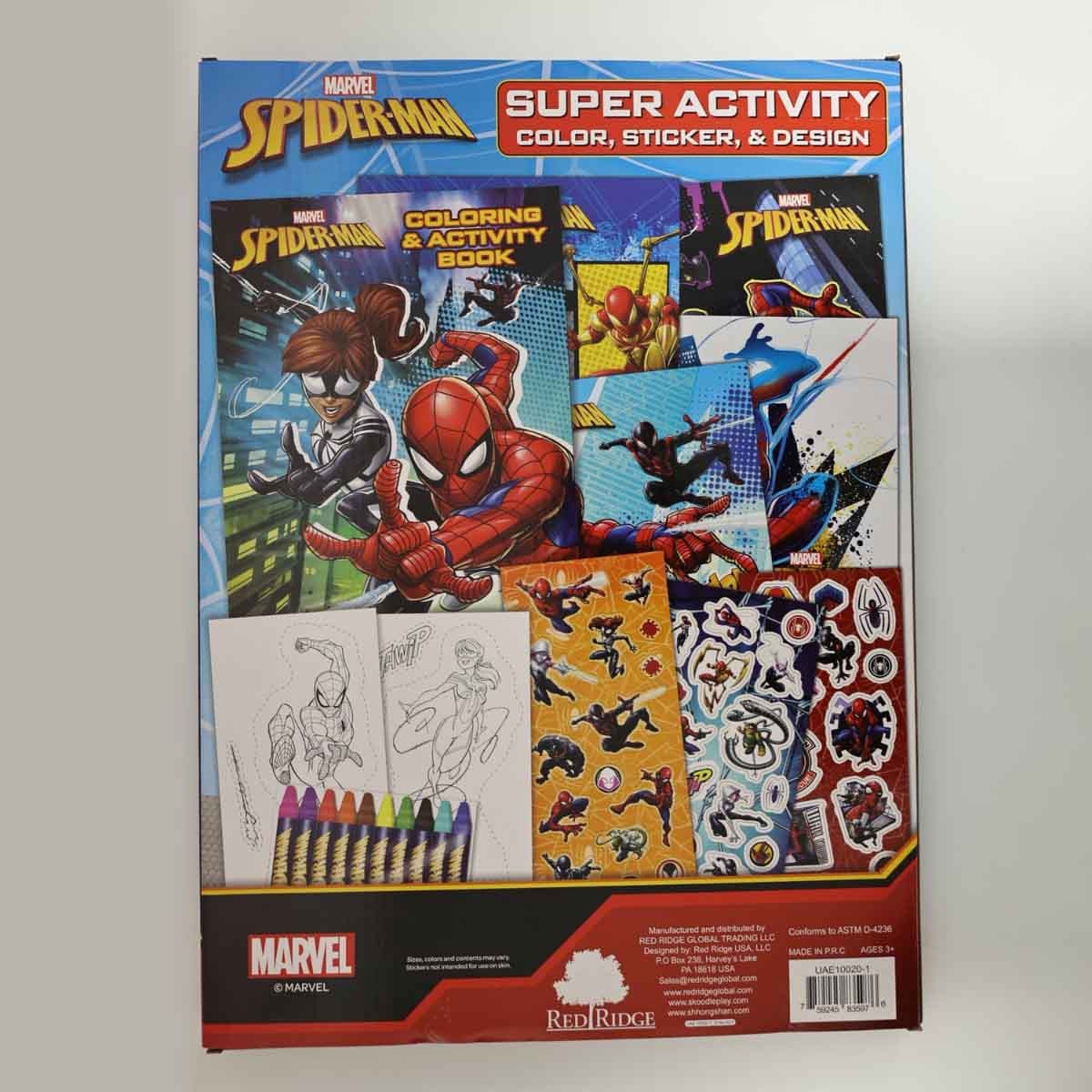 سبايدر مان مجموعة أنشطة وتلوين وتصميم وملصقات مميزة، للجنسين، للأعمار من 3 إلى 4 سنوات