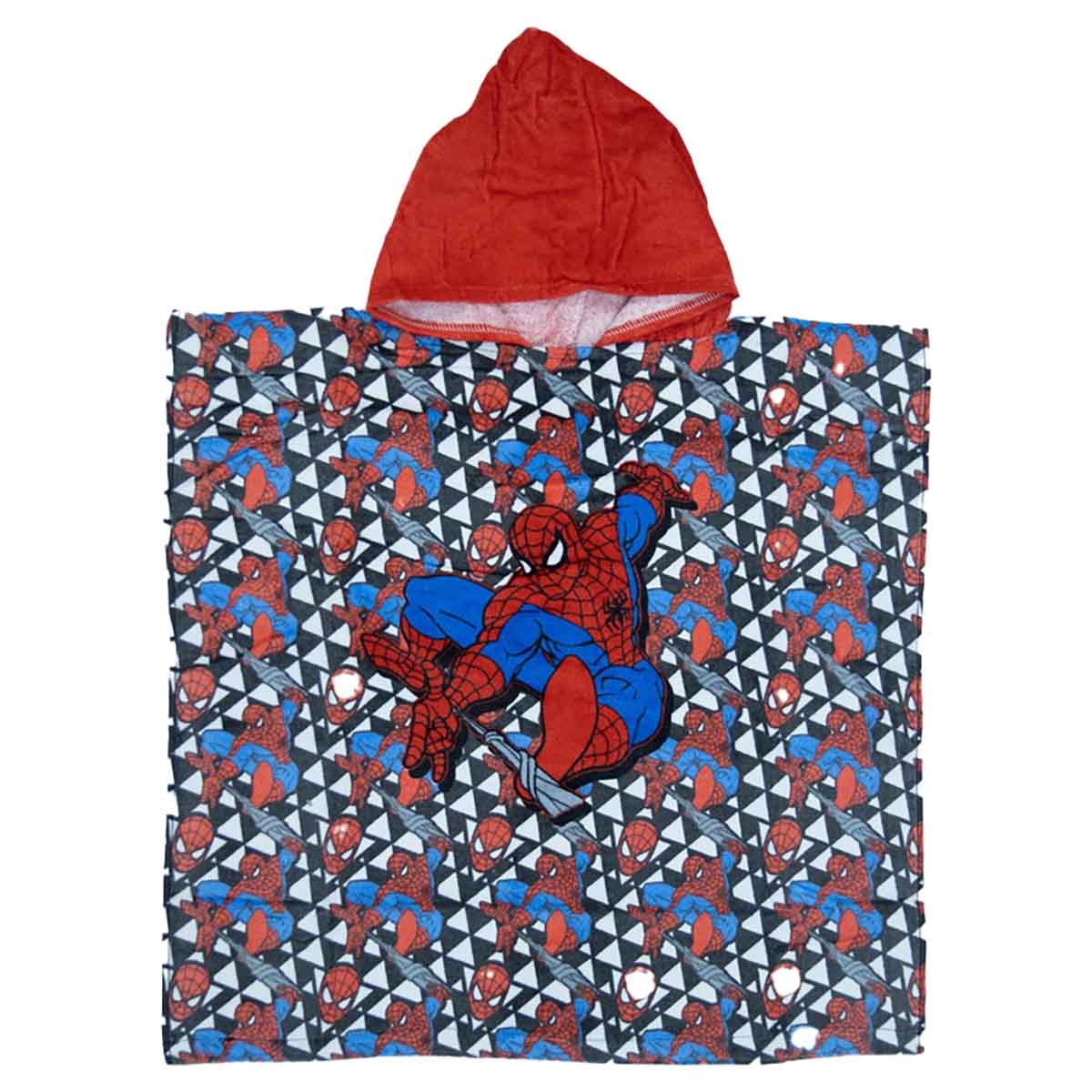 Spiderman Black Soft & Absorbent Hooded Poncho Kids Towel Boys, 3-4 Years